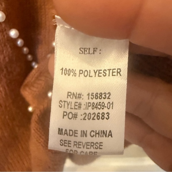 Large Chestnut Pearl Beaded Sweater - Picture 7 of 11
